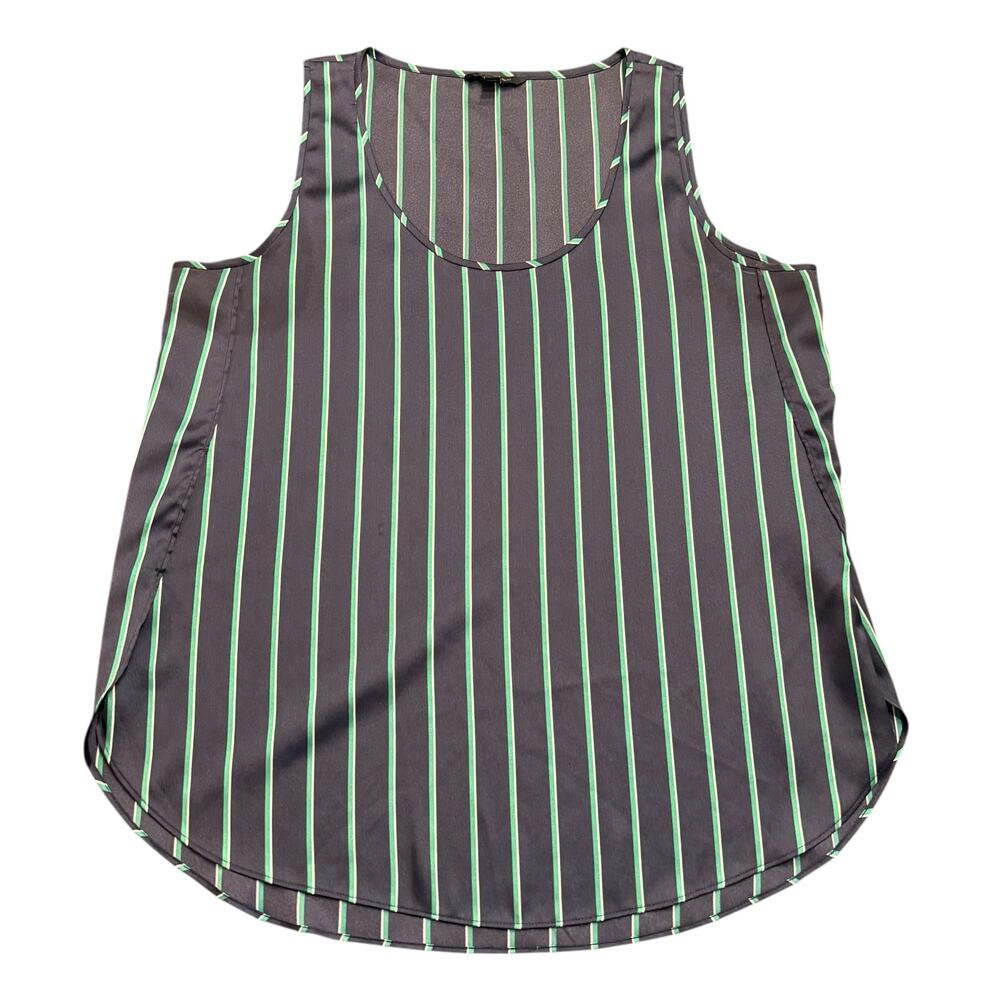Banana Republic navy green vertical stripe satin tank L